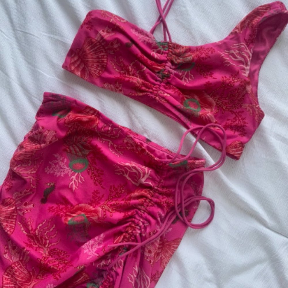 Two Piece Tropical Skirt Set